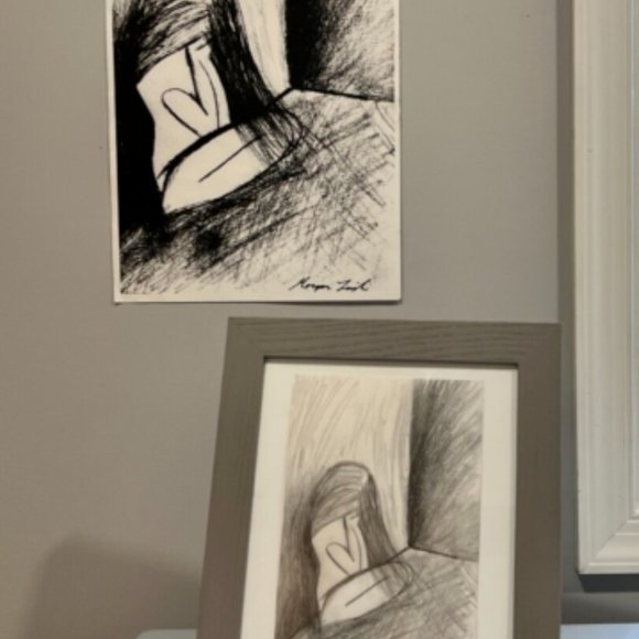 Framed Handmade Sketch Woman Trapped - Picture 5 of 5